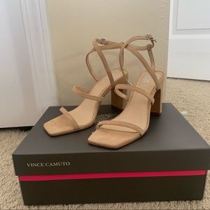 Vince Camuto Nude Square Toe Heels, Size 5